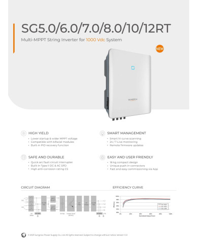 Sungrow SG8.0RT AFCI (WiFi, LAN, SPD type II, DC switch, PID)